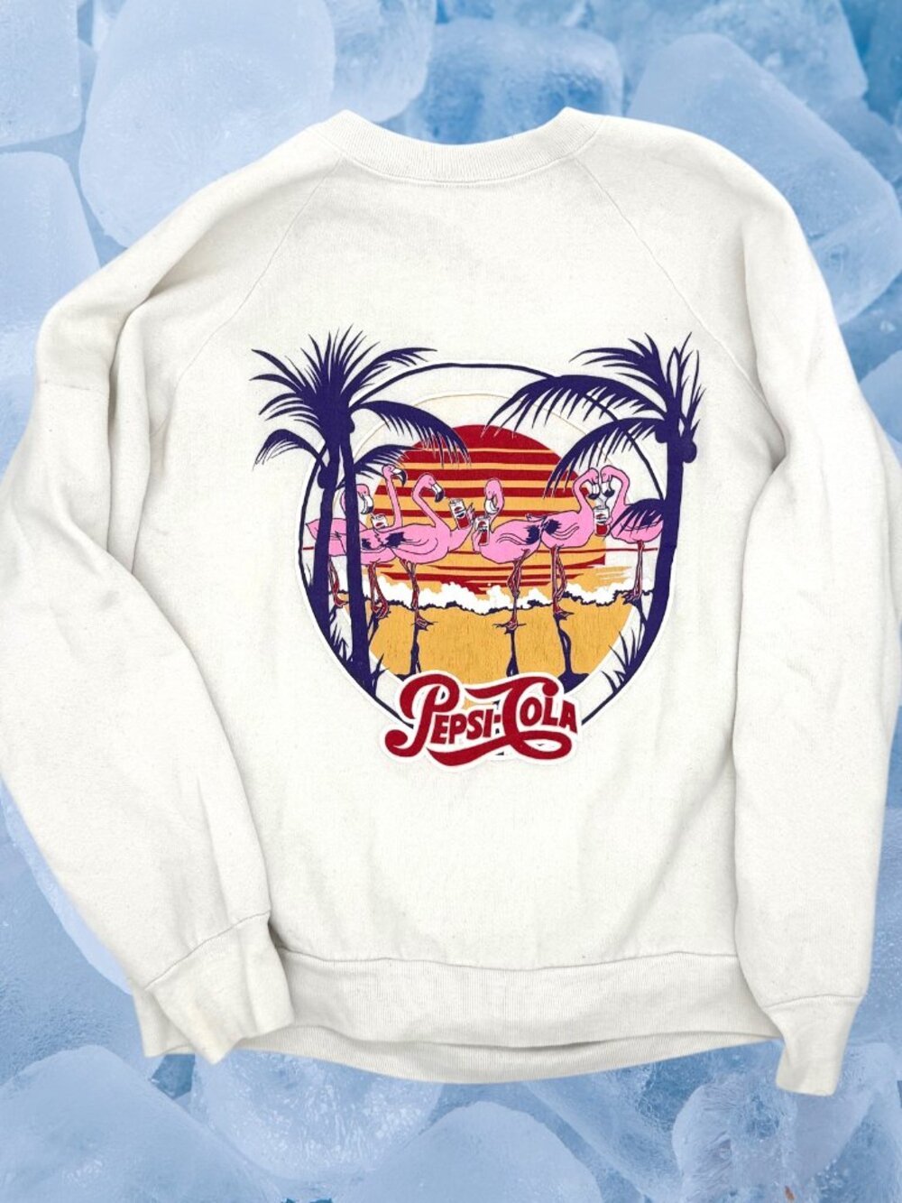 Vintage 90s Pepsi Cola Beach Club Promo Fleece Crewneck Sweatshirt Sz Large